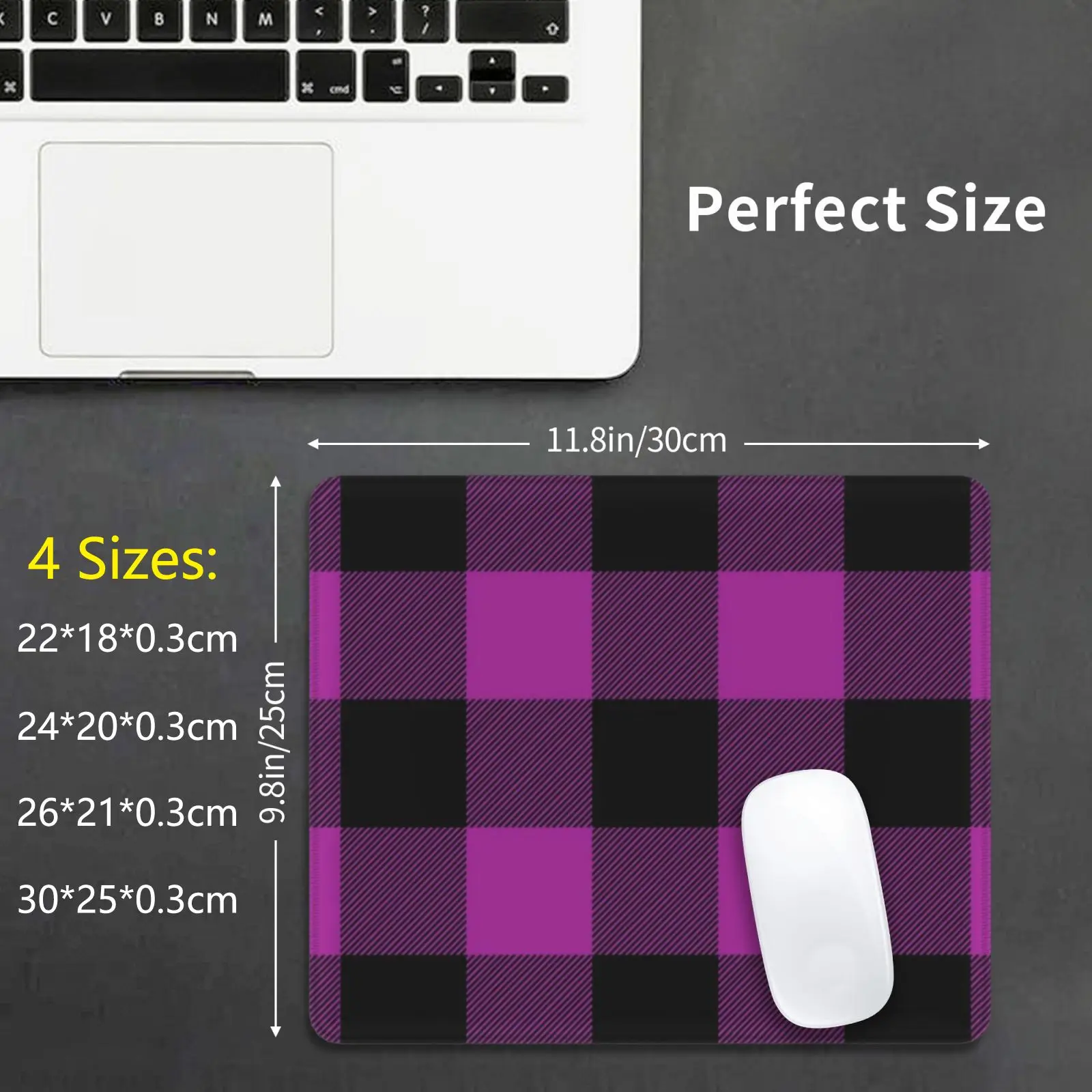 Purple & ; Black Plaid Cloth Face Mouse Pad DIY Print Quarantine Face Inhale Breath Oxygen