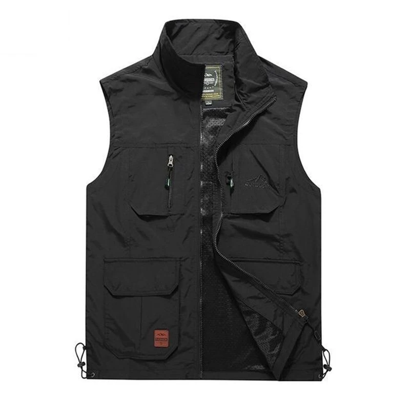 FGKKS Men Mesh Vest Multi Pocket Quick Dry Sleeveless Jacket Reporter Loose Outdoor Casual Thin Fishing Vests Waistcoat Male