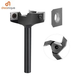 Dreanique 3-Flute Wood Planer Bit 35mm 60mm Cutting Diameter 8mm 12mm Shank Spoilboard Surfacing Router Bit Insert Carbide Slab