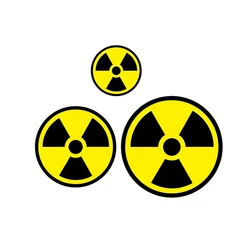 Calcomanía de vinilo divertida para coche, pegatina de marca de advertencia de radiación Nuclear, 2 uds.