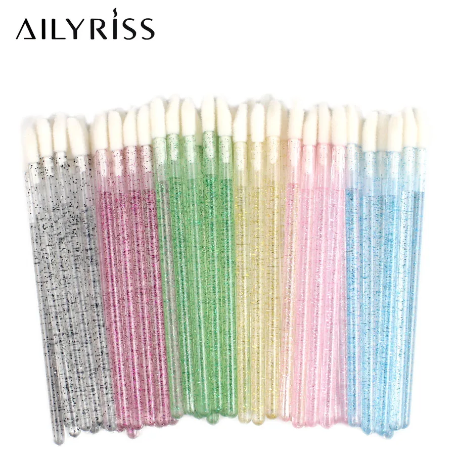 Disposable Lip Brushes 50pcs Eyelash Cleaning Makeup Removing Tools Lipstick Lip Gloss Mascara Wands Set Cosmetic Applicator