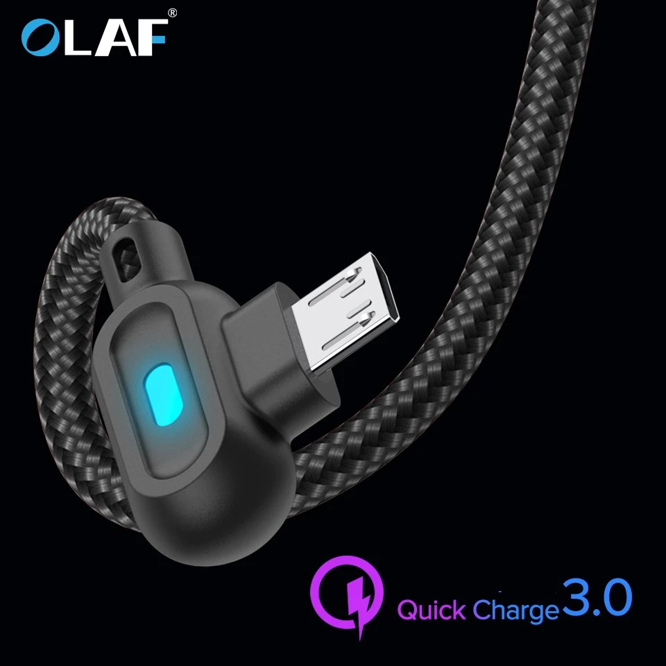 OLAF cavo Micro USB tipo C da 90 gradi ricarica rapida Type-C per iphone Samsung Xiaomi Huawei LG caricabatterie Android Microusb USB-C