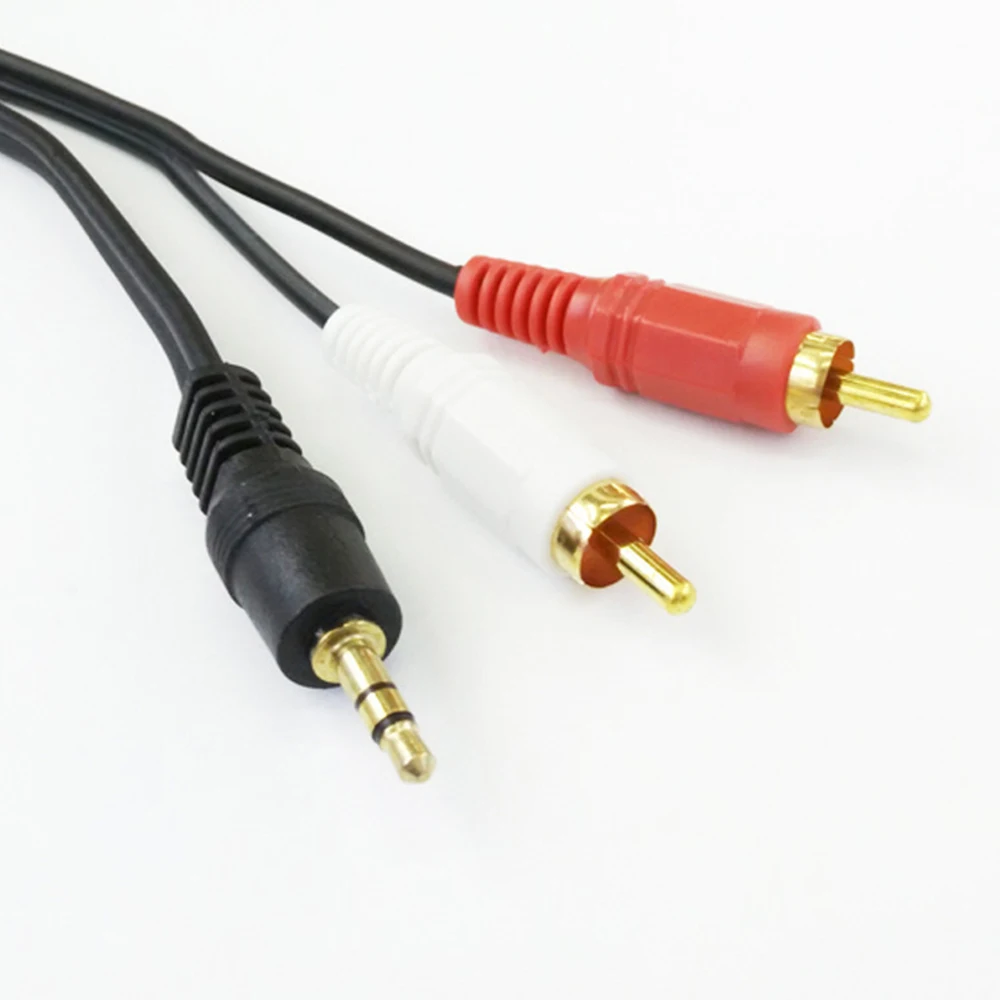 1m 3.5mm Plug Jack Connector to 2 RCA Male Music Stereo Adapter Cable Audio AUX Line for Phones TV Sound Speakers