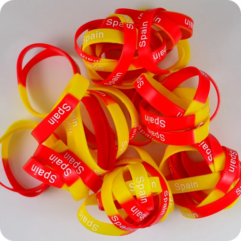 6x Spain National Team Football Soccer Basketball Silicone Bracelet Bangle Wristband Sport Fashion Jewelry Party Gift