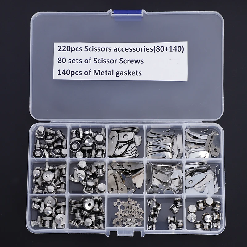 220PCS/BOX Mix sizes screws Hair Scissor Accessories Scissor metal gaskets Scissor Repair Kit Hairdressing Salon Use PJ-0015