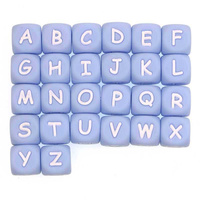 10pcs 12mm Blue Silicone Letters Beads For Jewelry Making Bulk English Alphabet DIY Pacifier Necklace Jewelry  Accessories