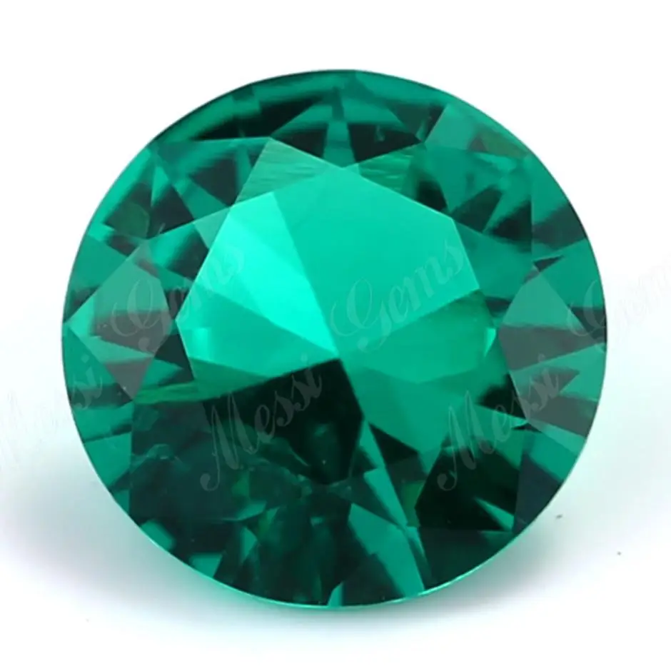 Messi Jewelry Lab Grown Hydrothermal Emerald Stones Round cut Zambian Emeralds Gemstone Wholesale Support jewelry customization