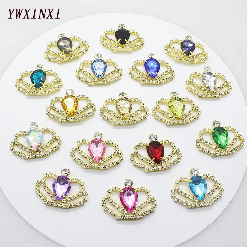 Shining The New 10Pcs alloy Rhinestone  28 * 38mm Crown Diy Jewelry Accessories crystal decoration Handmade creative production