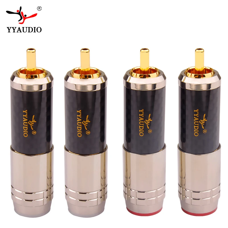 High End 24K Gold plated Brass Male RCA Plug Connector Adapter With Lock Hifi Audio Video AMP TV AV DVD Signal Cable DIY