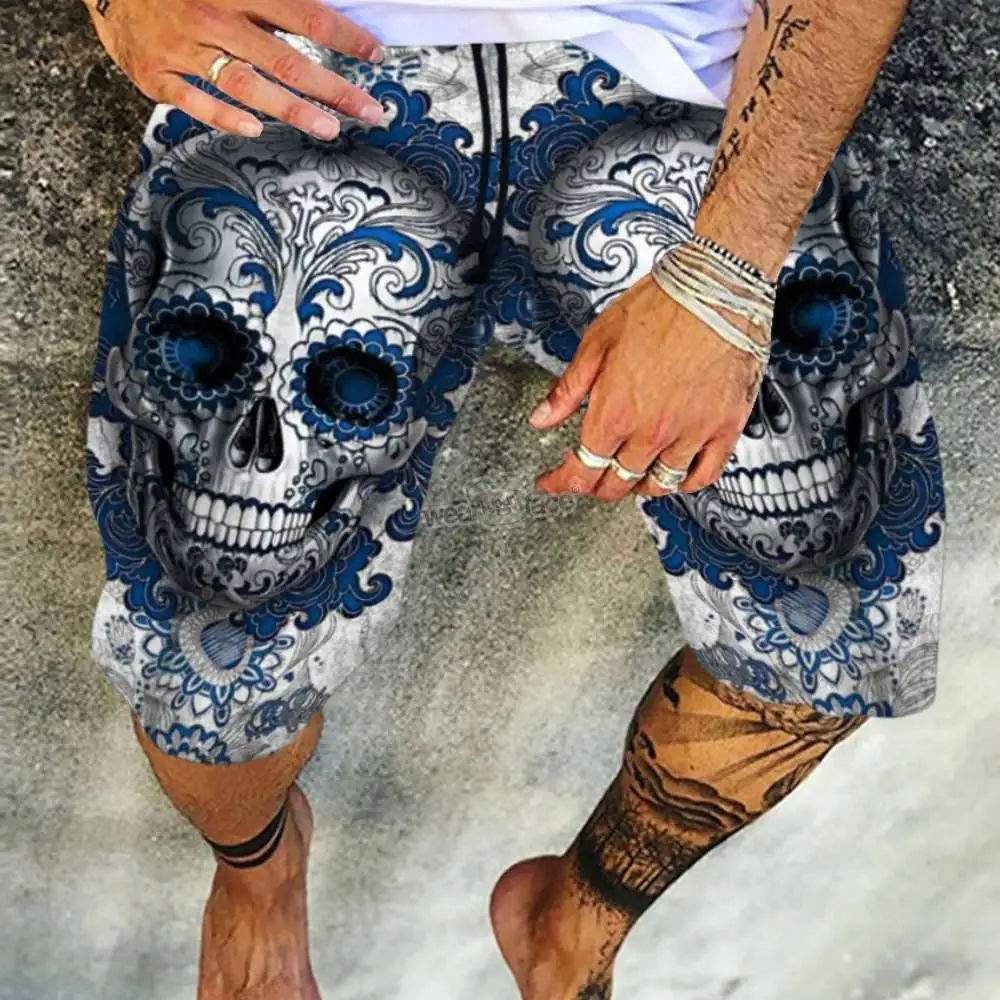 Magic Colorful Skull 3D All Over Printed Summer Shorts Fashion Beach Mens Bermuda Casual Short Home Unisex Cargo Shorts Dropship