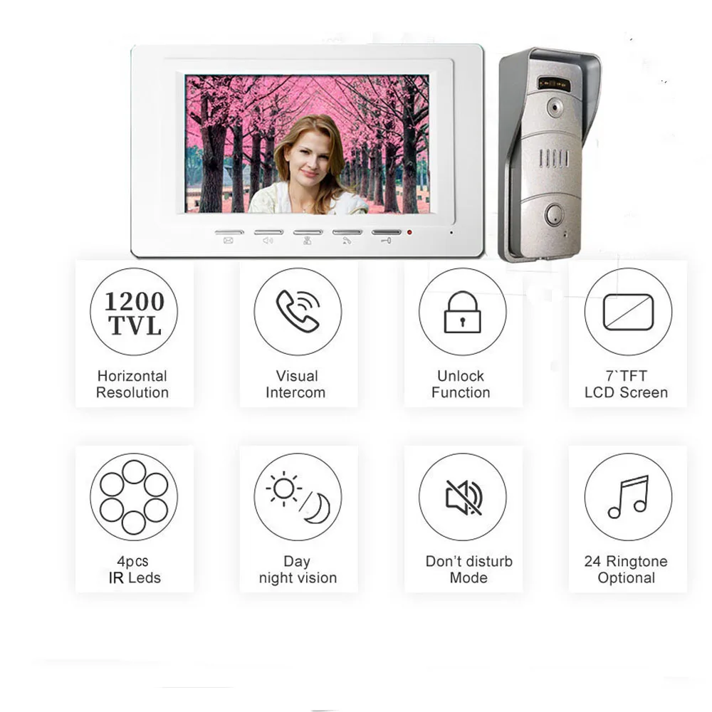 Fullvisual 7 Inch Video Türklingel Intercom Kit 3 Monitore 1 Tür Glocke Mehrere System Für Wohnung Villa Tür Telefon Access