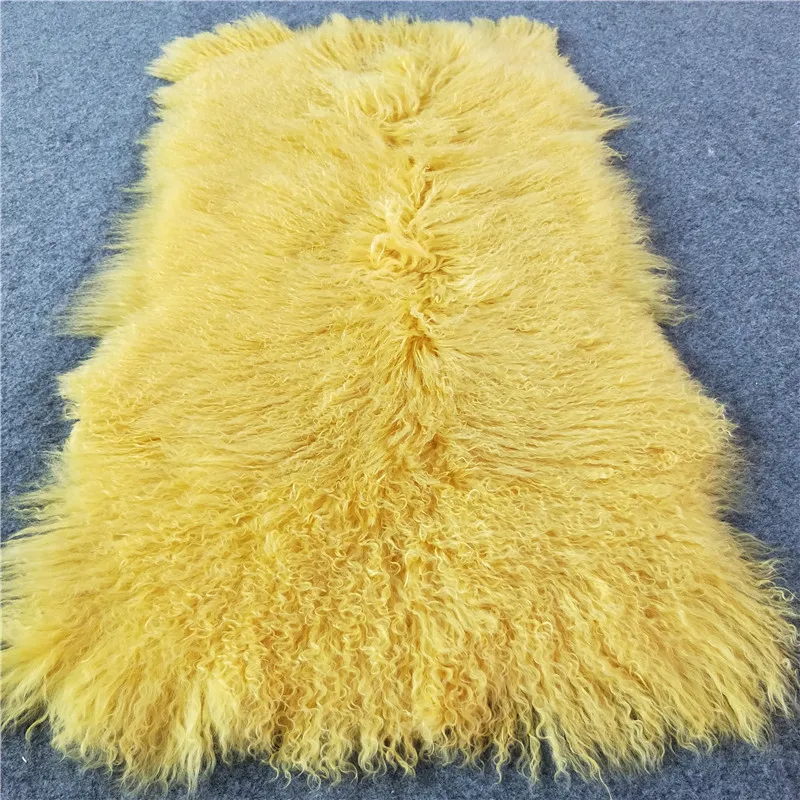 Custom color Tibetan curly sheep fur Rug Mongolian Lamb fur Skin blankets