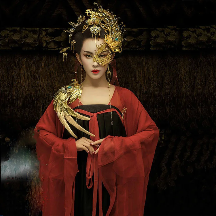 WYJN Red Bride Wedding Hanfu Tang Dynasty Empress High Waist Ruqun Classical Dance Stage Performance Cosplay Photography Costume