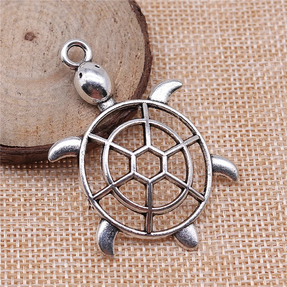 free shipping 10pcs 56x37mm antique silver tortoise charms diy retro jewelry fit Earring keychain hair card pendant accessories