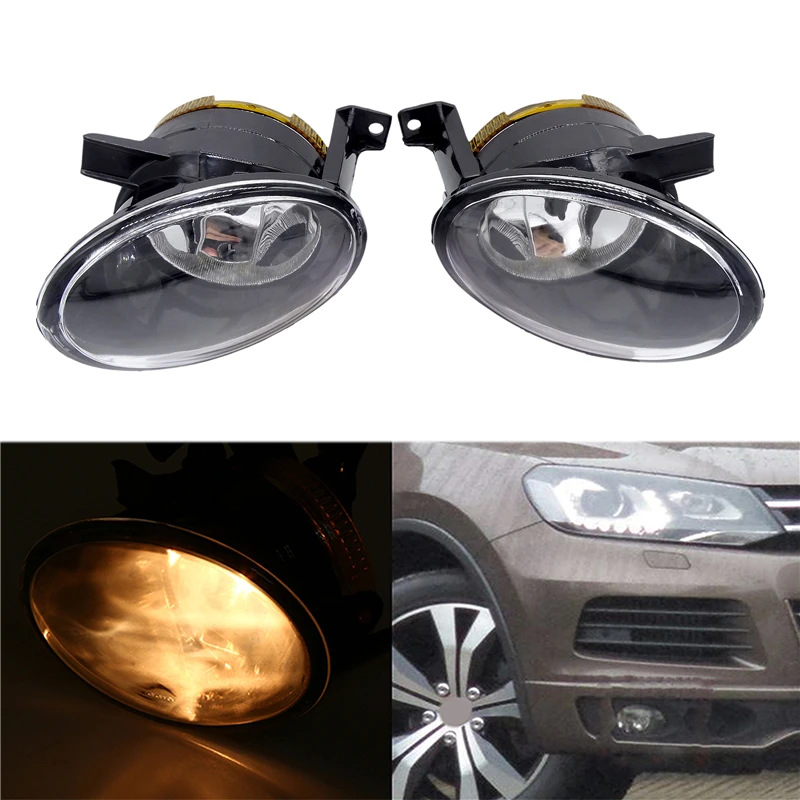 1 Pair Car Fog Lights Front Lower Bumper Daytime Running Driving Fog Lamp Fit for VW Touareg 2011-2014 Golf 6 2009-2013