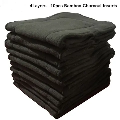 Ohbabyka Cloth Diaper Inserts 4 Layers Bamboo Charcoal Pocket Diaper Inserts Liners for Baby Cloth Nappy Couches Lavables