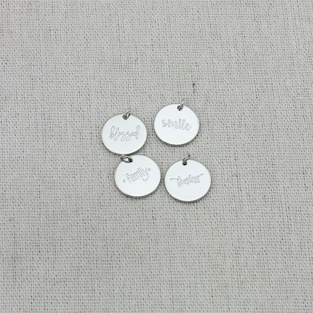 Dainty Inspirational Quote Disc Charm Necklace Jewelry Gift for Daughters Mothers Bridesmaid Women 15mm