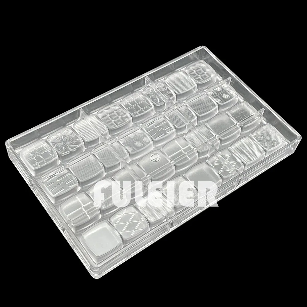 32 Holes 16 Style Square Shapes Polycarbonate Chocolate Mold  Baking Chocolate Sweets BonBon Cake Candy Mold Confectionery Tool