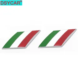 DSYCAR 2Pcs/Pair 3D Metal Italy Flag Car Body Side Fender Rear Trunk Emblem Badge for Ferrari Maserati Alfa Romeo FIAT Lamborghi