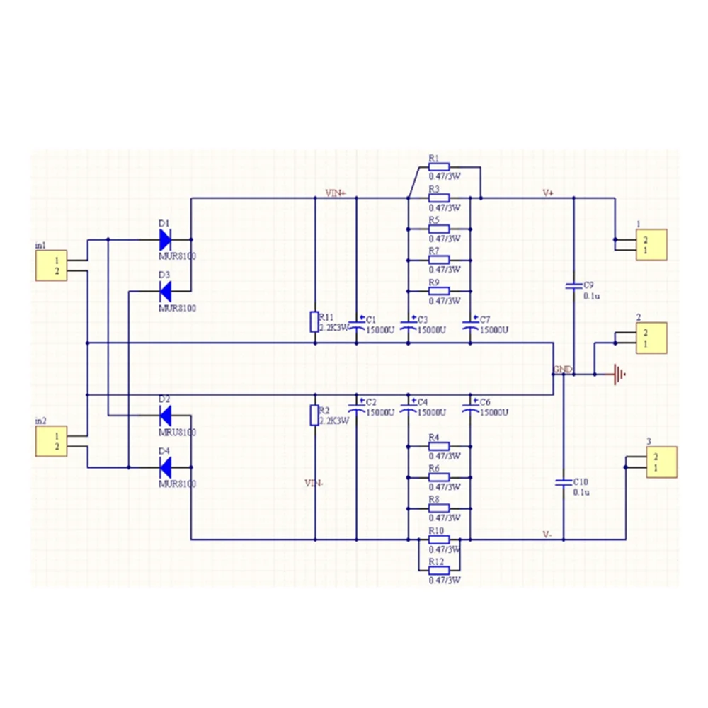 パスオーディオアンプ用crc6コンデンサ電源整流フィルターpcb