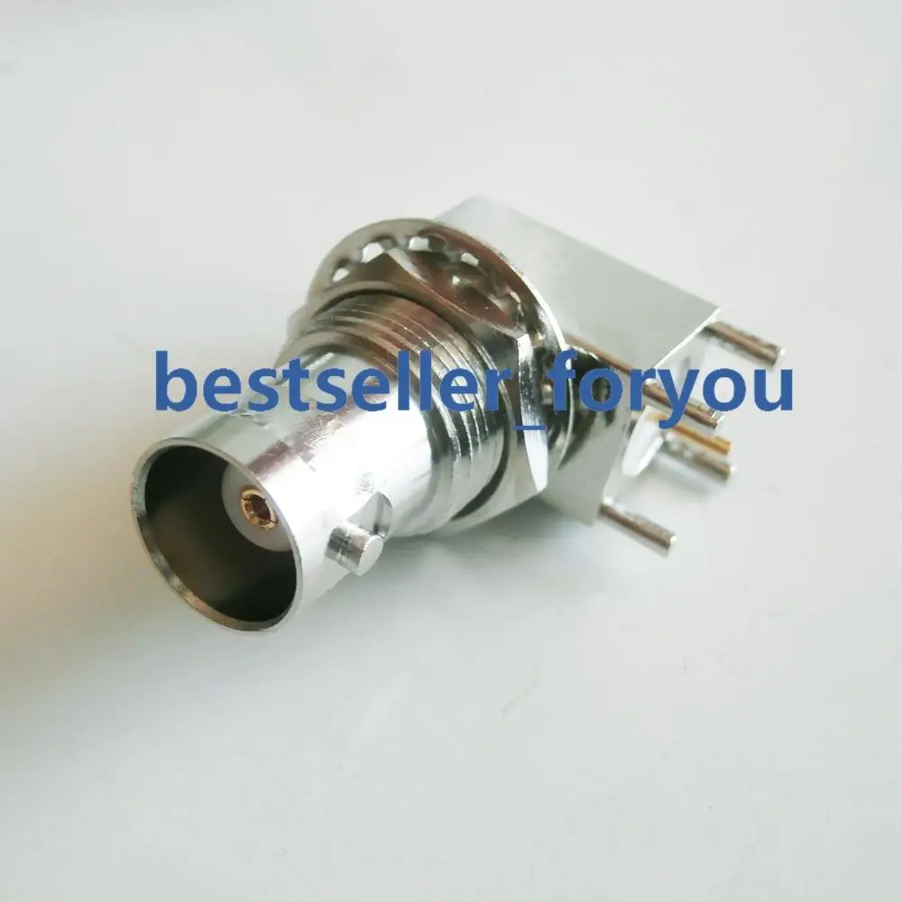 10Pcs BNC Q9 Female Jack With Nut Bulkhead Right Angle PC Board PCB Mount RF Connector