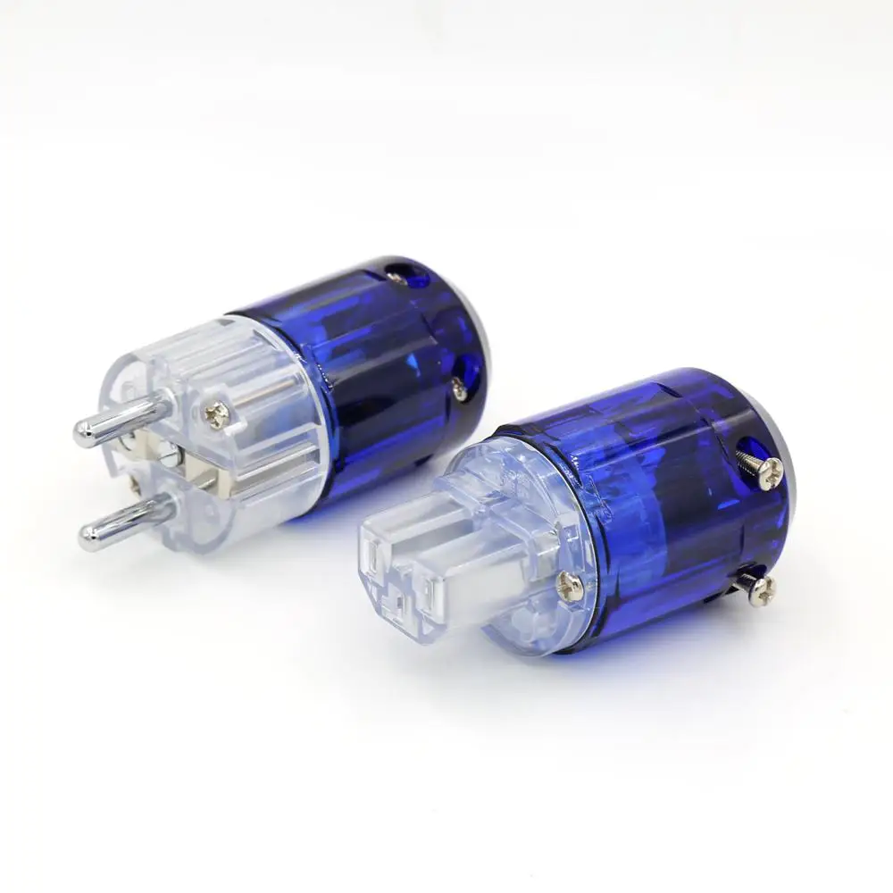 P037ETR 1 pair High Quality Hifi Brass P-037e+ pure copper C-037  Rhodium Plated  EU Power Plug AC cord power plugs