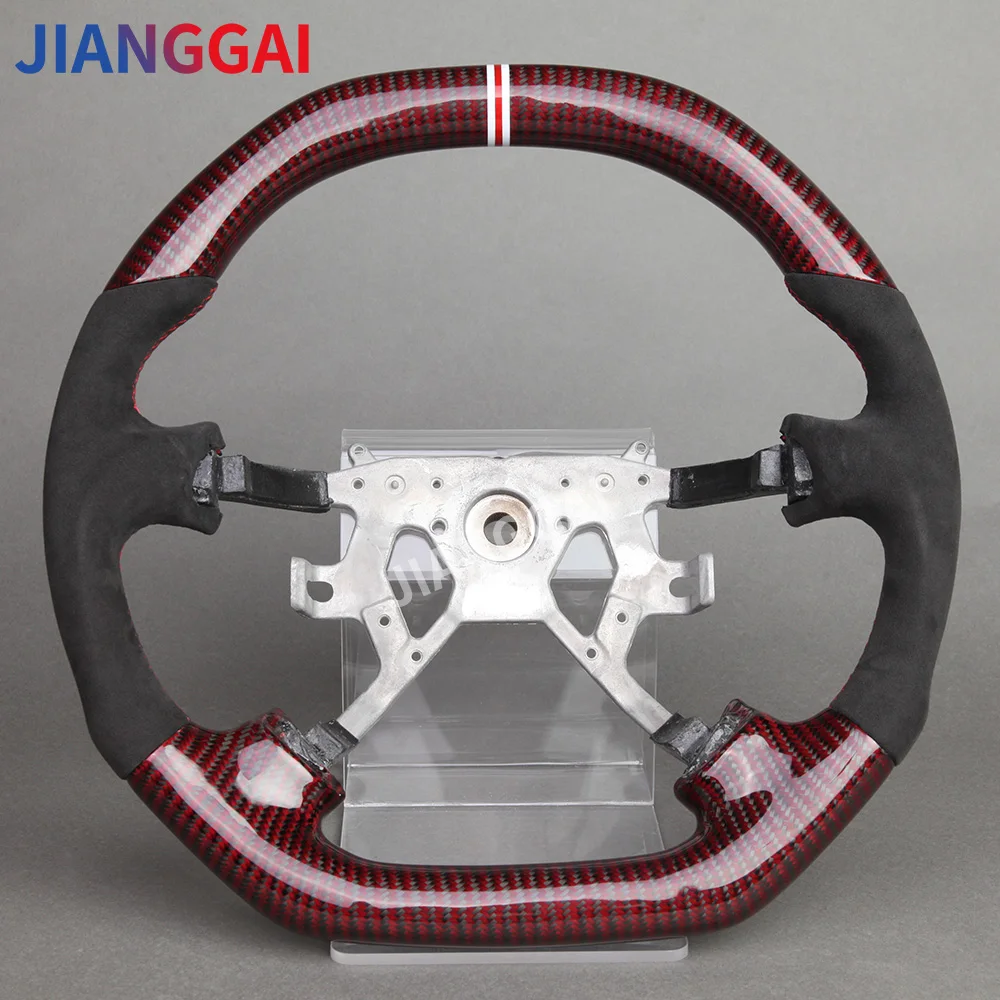 Steering Wheel Red Black Carbon Fiber Italy Alcantara Fit For Nissan Patrol Y61 2013 Models