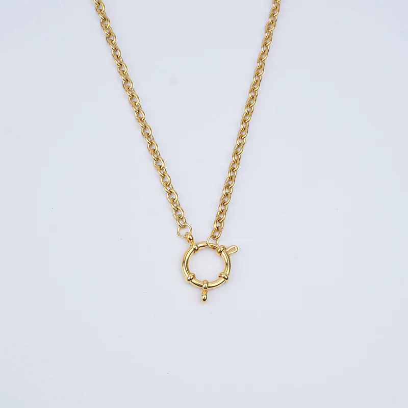 Stainless Steel O Rolo Chain Necklace For Women Gold/Silver Color Metal Link Chain Choker Necklaces