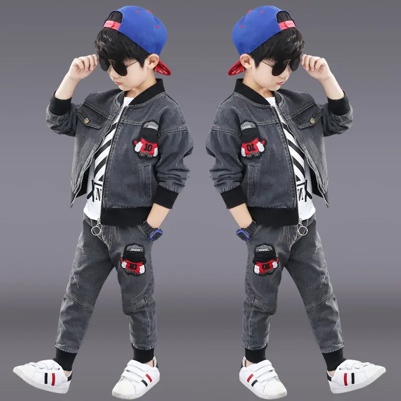 Children\'s clothing boy suit 2024 new children\'s foreign style spring and autumn handsome boy jacket + pants 2 piece set