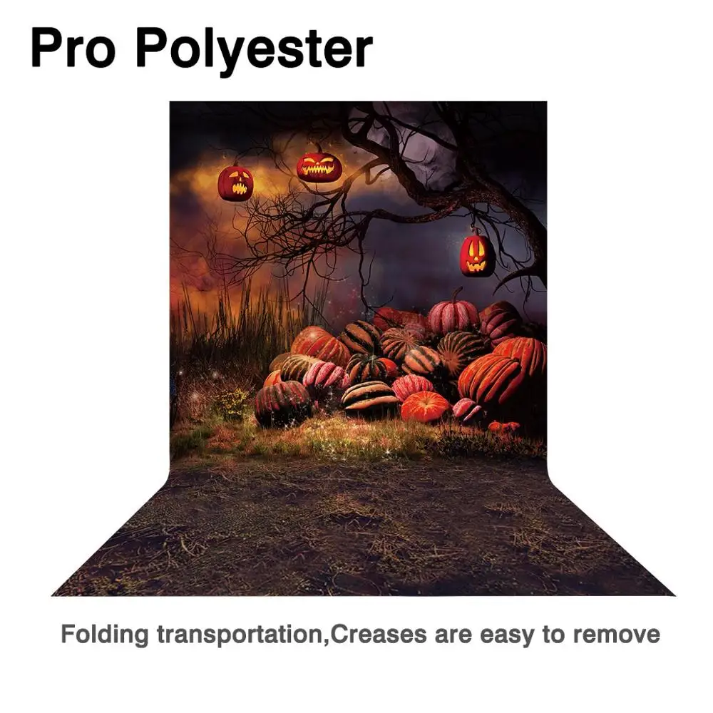 Allenjoy – arrière-plan de photographie d'halloween, nuit d'horreur bleue, citrouilles lanterne forêt sauvage, arrière-plan de studio photo pour enfants