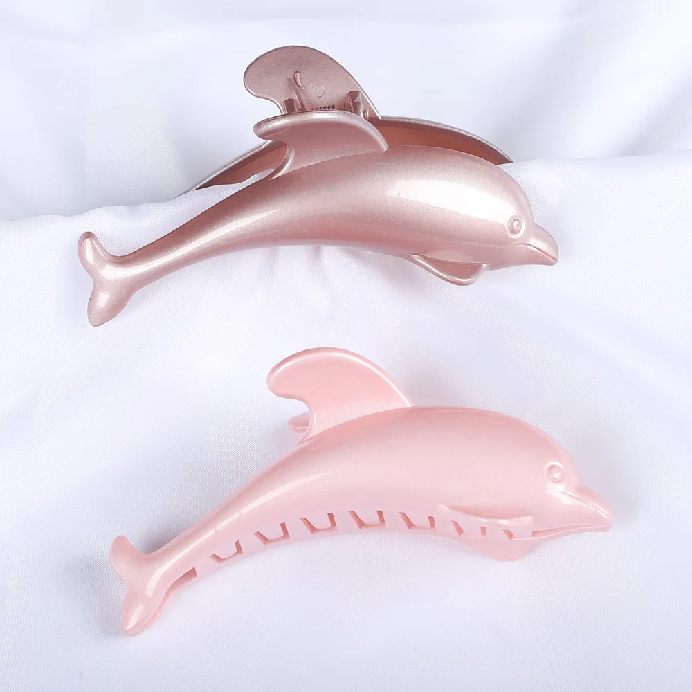 Jepit Rambut Besar Bentuk Lumba-lumba Jepit Rambut Kepiting Plastik Jepit Rambut Wanita Anak Perempuan Jepit Rambut Penjepit Rambut Aksesori Rambut Baru