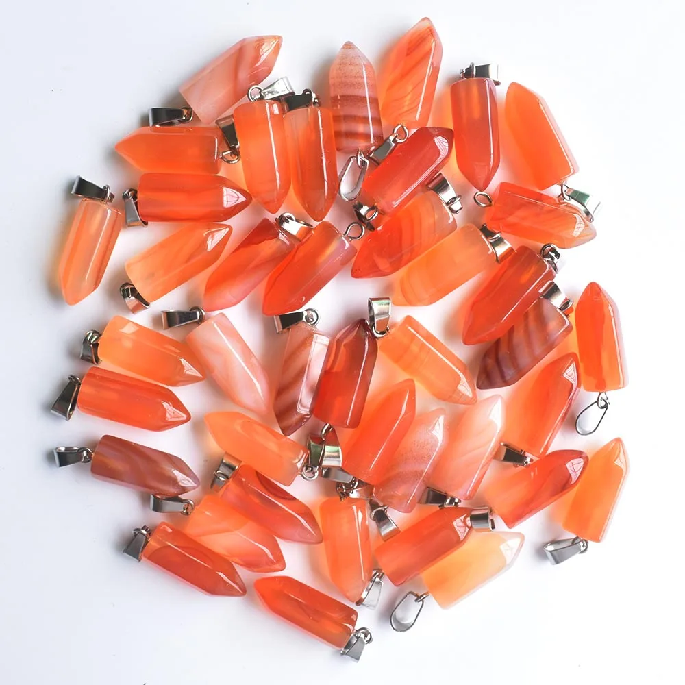 

Wholesale 50pcs/lot 2020 fashion hot sale good quality natural Red Onyx hexagonal pillar charms pendants fit necklace making