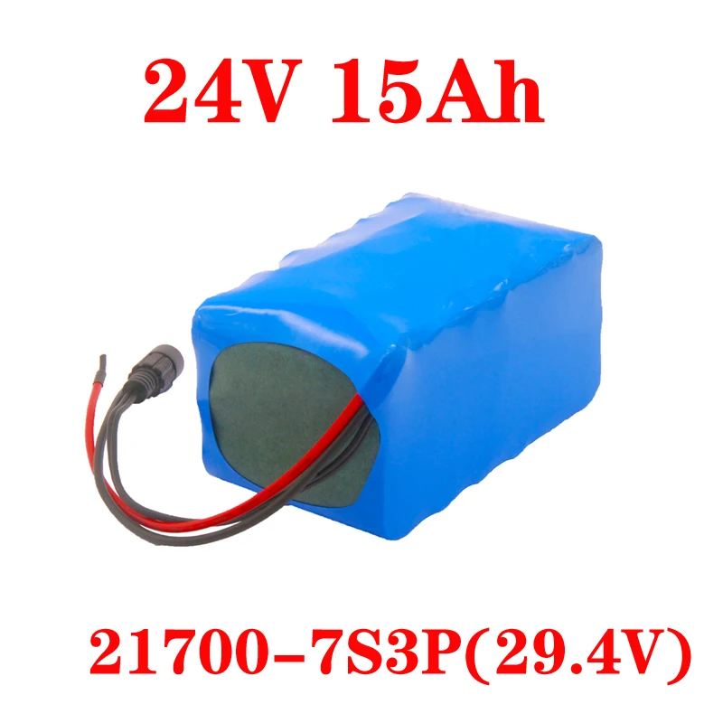 Akumulator LiitoKala 24V 15Ah, pakiet baterii 21700 5000mAh 7S 15A BMS 250W 29.4V, wyposażony w ładowarkę 2A.