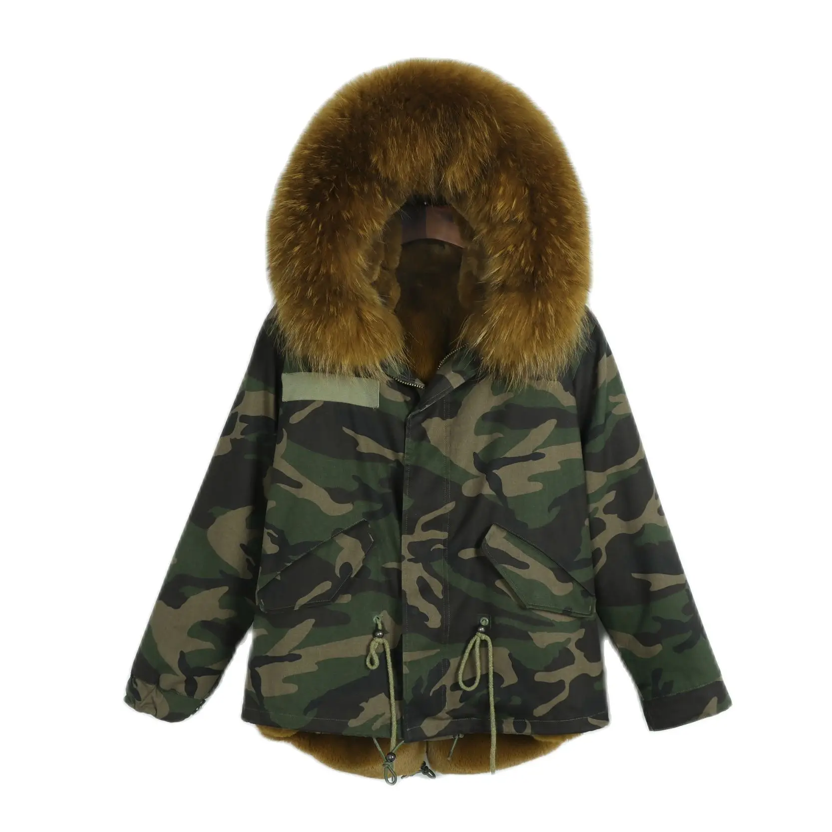 

Camouflage Polyester And Cotton Parka Kelly Faux Fur Lining Winter Coat For Men&Women Short Jacket