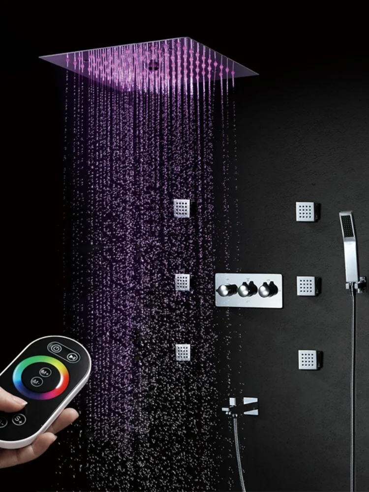 

12 Inch LED Shower Systems Rainfall Showerheads Massage Spa Mist Shower Panel 304 Stainless Steel Bathroom Shower Sets