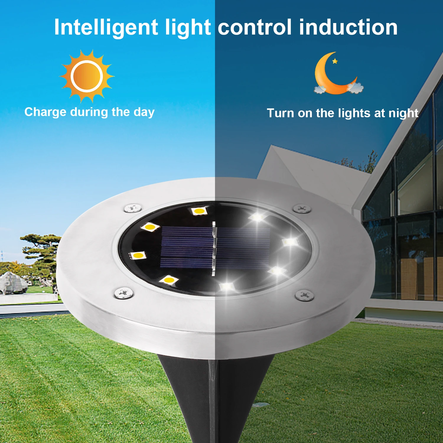 8 LED Solar Lawn Yard Led Night Light Buried Solar Garden Light IP65 Waterproof Outdoor PathWay Floor Under Ground Spot Lamp