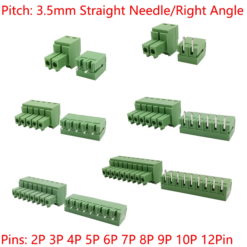 5Pairs KF2EDG 15EDG 3.5mm/3.81mm/3.96mm/5.08mm PCB Screw Terminal Block Connector Pin Header Socket Straight/Right Angle 2-12Pin