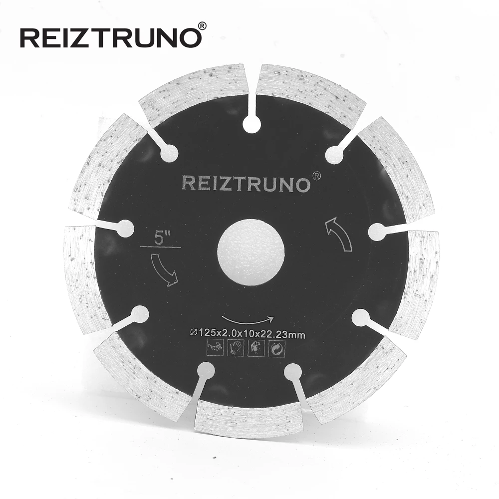 REIZTRUNO 5 inch Dry Cutting General Purpose Power Saw Wide Segmented Diamond Blades for Concrete Marble Granite Quartz Cutting