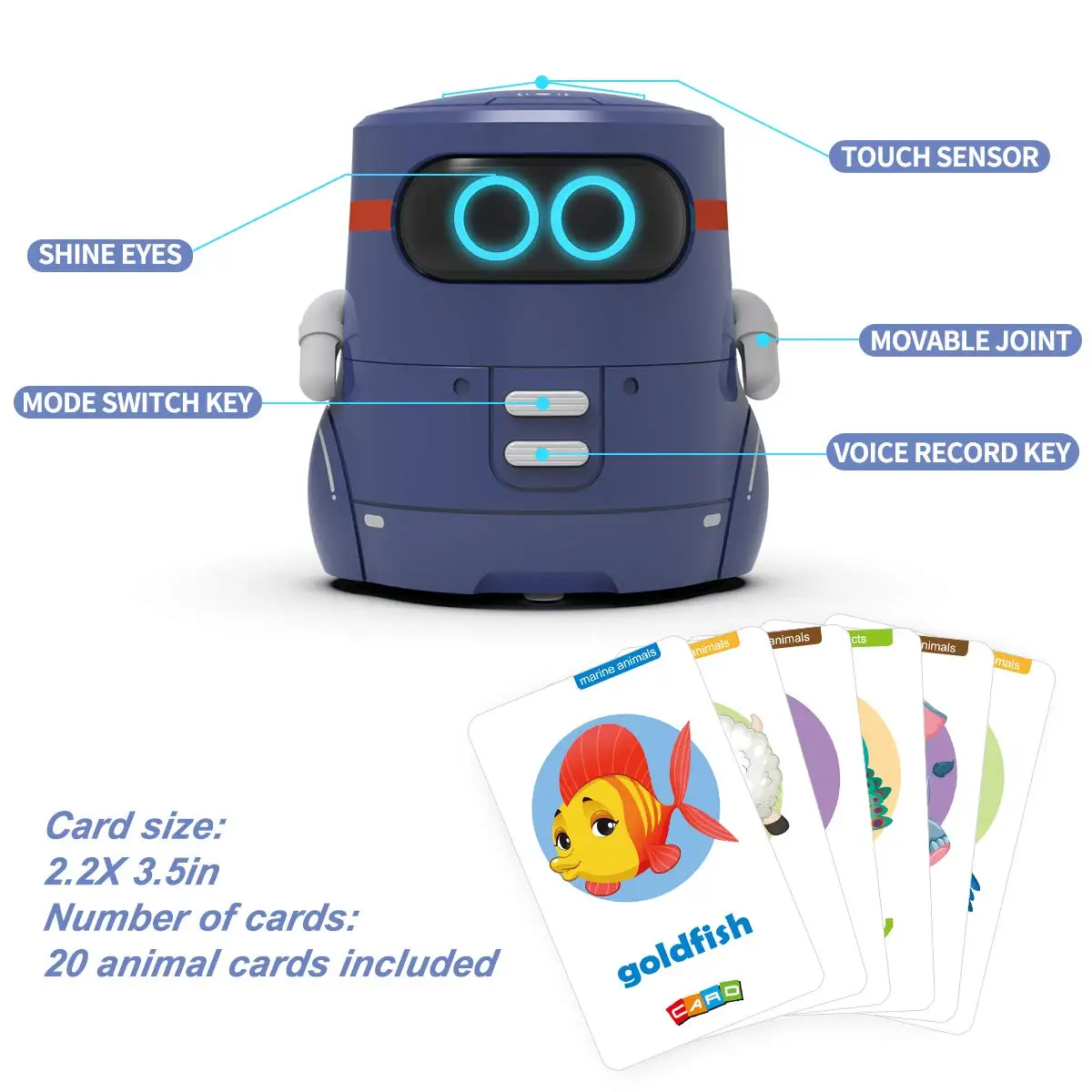 Educational Robot Toy Dance Sing Card Game Touch Sensing Recorder Interactive Kids Learning Partner Smart Robot Gifts for Girl