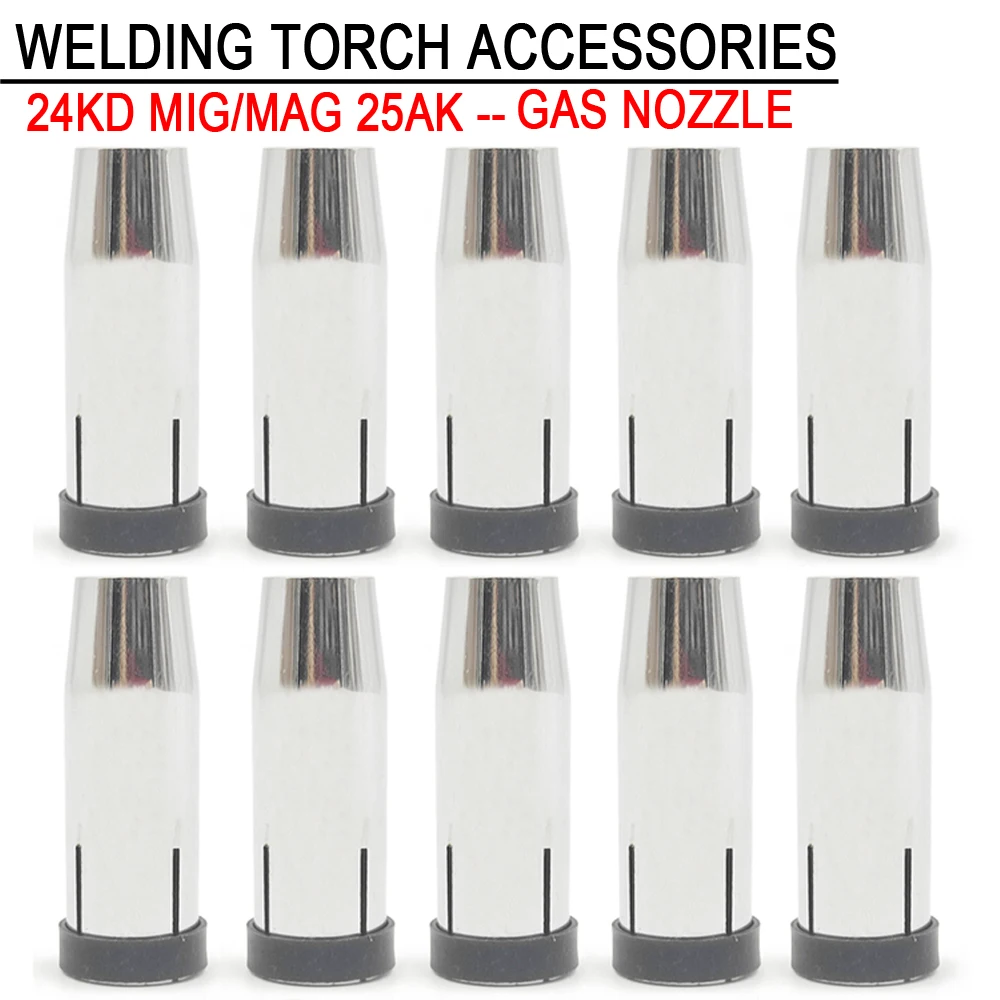 

5/10Pcs 24KD Gas Nozzle Pure Copper Euro Conical Shield Cup Tips Nozzle For MB 24KD MIG/MAG Welding Torch 250A