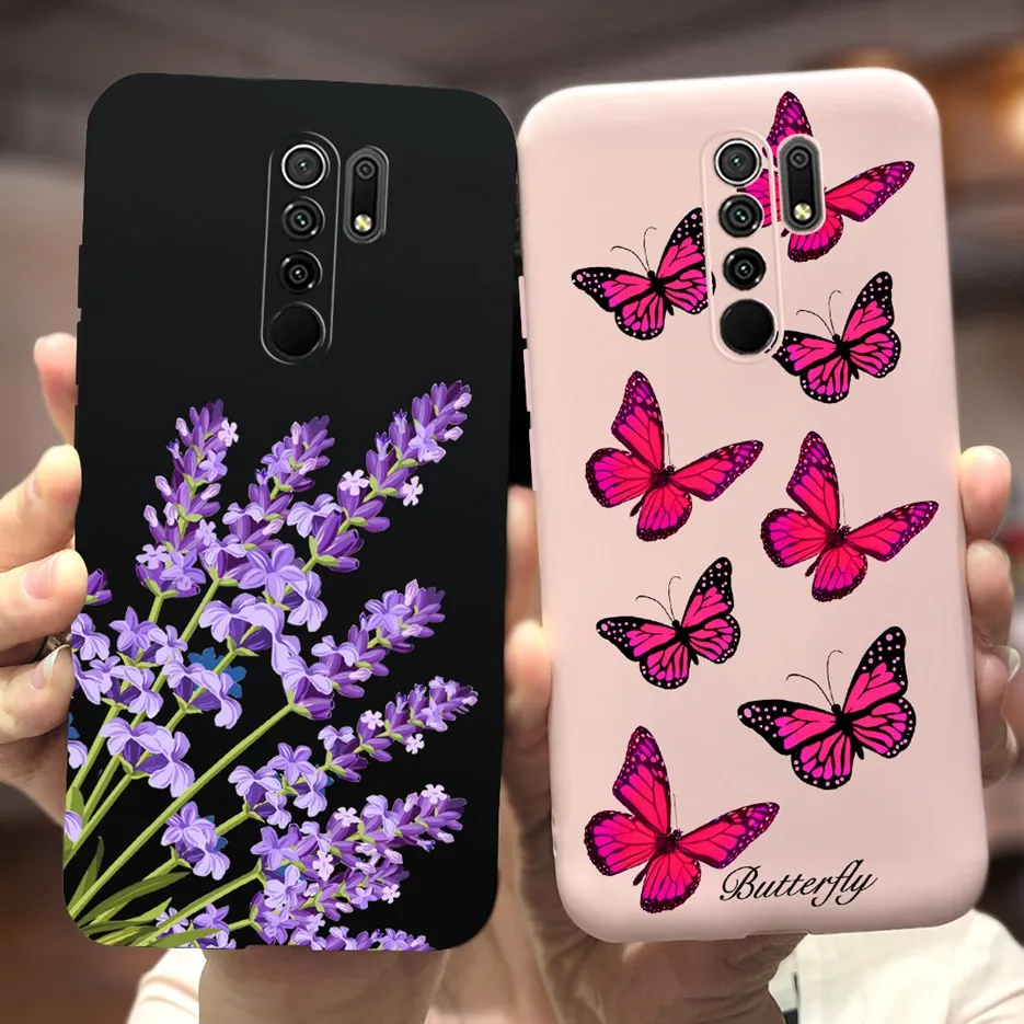 For Xiaomi Redmi 9 Case Soft Silicone Stylish Flower Phone Back Cover For Xiaomi Poco M2 PocoM2 Cases Redmi 9 Redmi9 Prime Coque