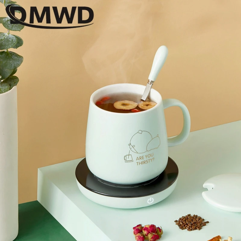 DMWD المحمولة لوح تسخين كهربائي الطفل جهاز حفظ حرارة الحليب الشاي القهوة سخان مياه التدفئة مسند للكوب ترموستات كوستر للمكتب 220 فولت
