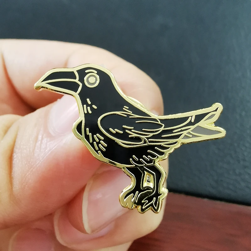 Black Raven Brooch Black Bird Badge natural myths Accessory