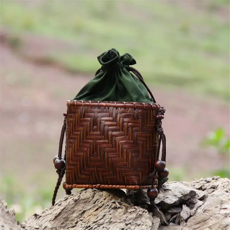 Handmade Thai Bambu Saco Tecido para Mulheres, Mini Decorativo Tea Set Messenger Bags, A6102, 17x13cm