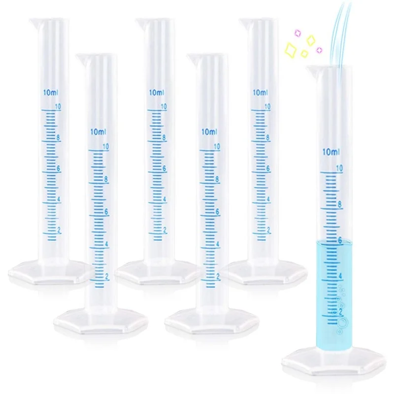 6pcsMeasuringCylinder10ml/50ml/100ml Graduated CylinderClearPlastic Measuring Graduated Cylinder Set with Double Sided Markings