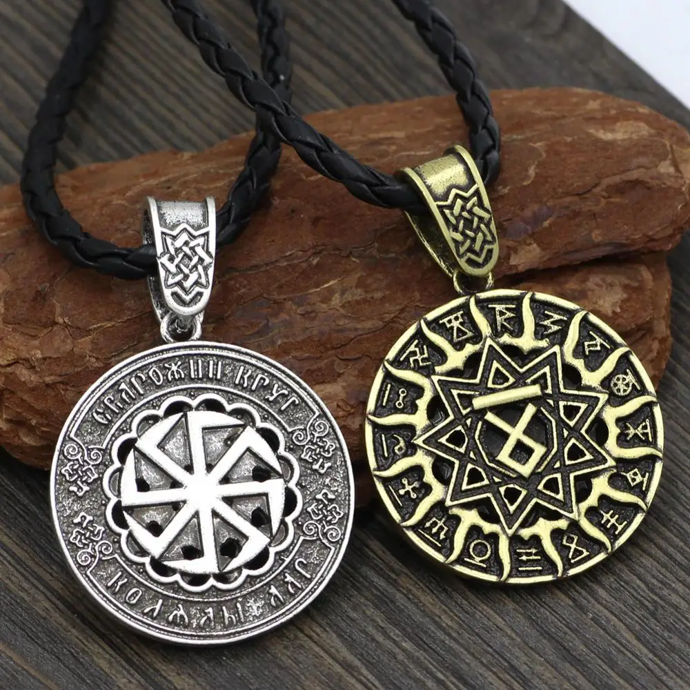 Vintage Nordic Slavic Necklace Kolovrat Symbol Charm Male norse Amulet Talisman Pendant Women Pagan Sun Jewelery dropshipping