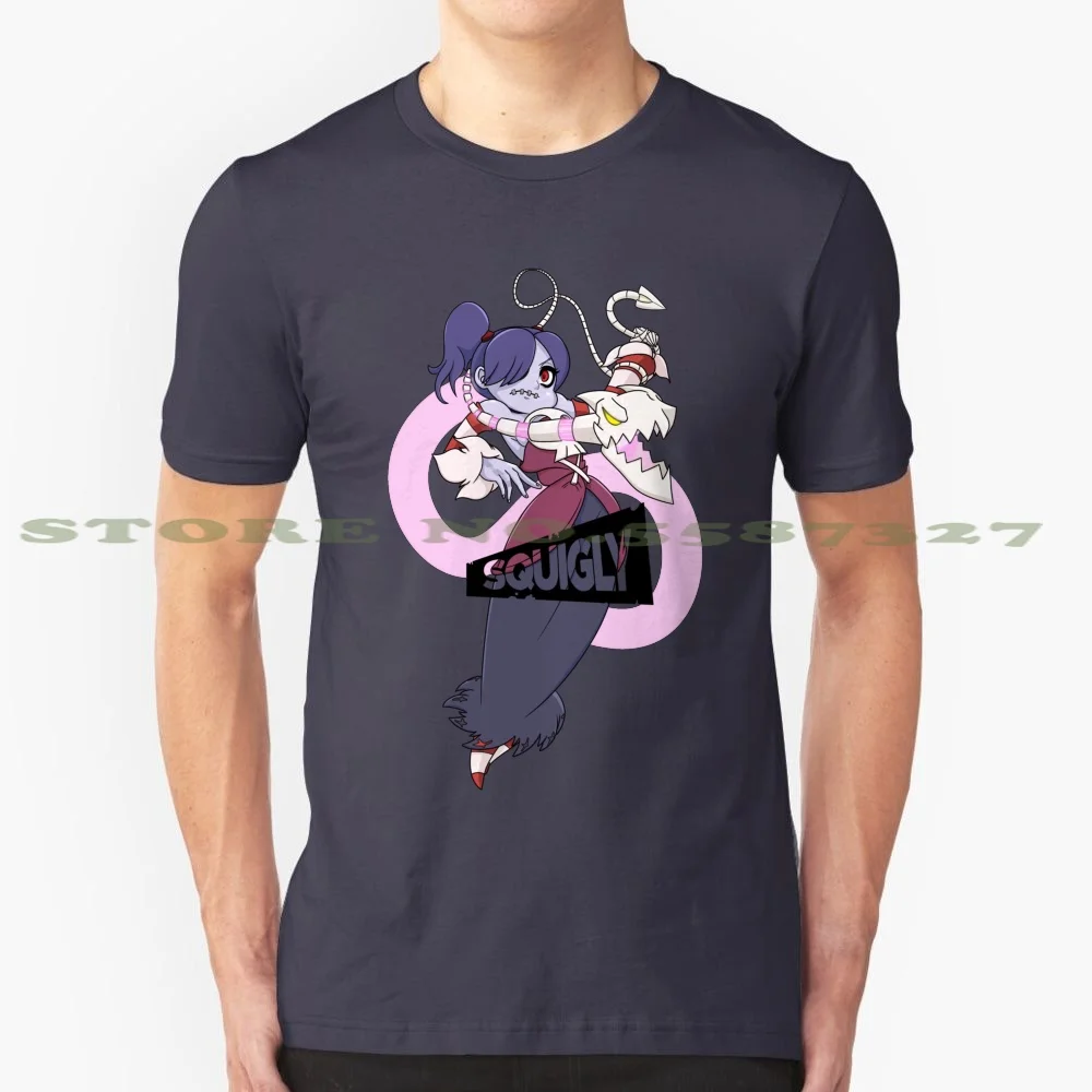 Skullgirls - Squigly & Leviathan 100% Cotton T-Shirt Squigly Skullgirls Fighter Snake Bone Zombie Undead Skullgirl Draw Digital