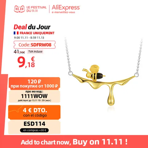 18K Gold Bee Pendant Necklace for Women Lotus Fun