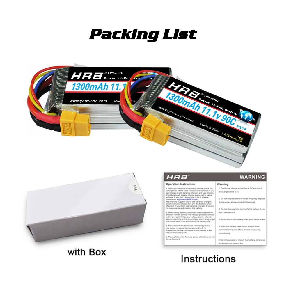 HRB 2x Batteries LiPo 6S 4000mAh 60C – 22,2V EC5 – Pour RC Voiture, Bateau, Hélicoptère – 590g