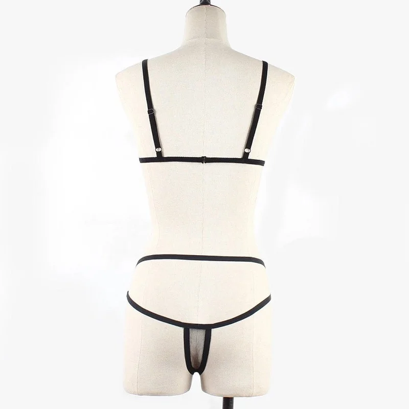 مثير مجموعة الملابس الداخلية شبكة ثلاث نقاط بيكيني المثيرة داخلية شفافة رقيقة الصدرية مجموعة بيبي دول نسائي ملابس خاصة منامة الجنس زي